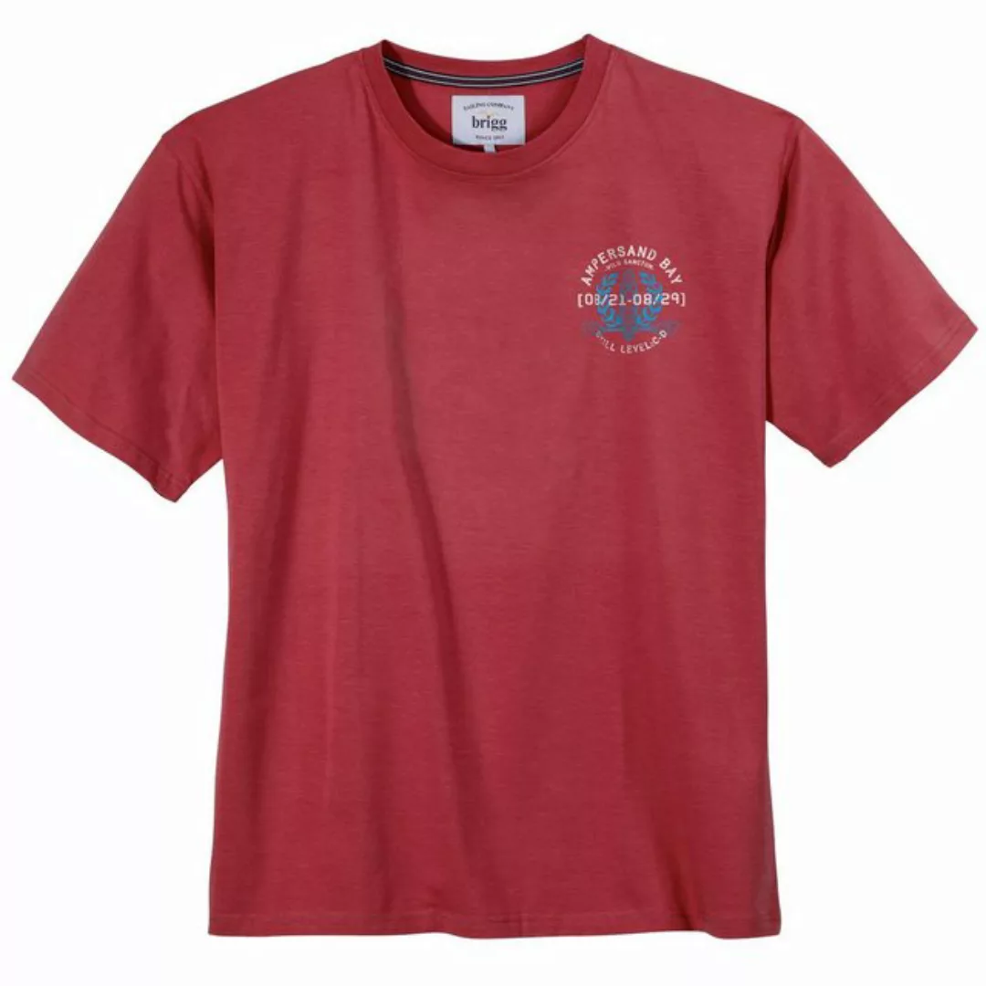 Brigg Rundhalsshirt Große Größen Herren T-Shirt rot melange maritim Brigg günstig online kaufen