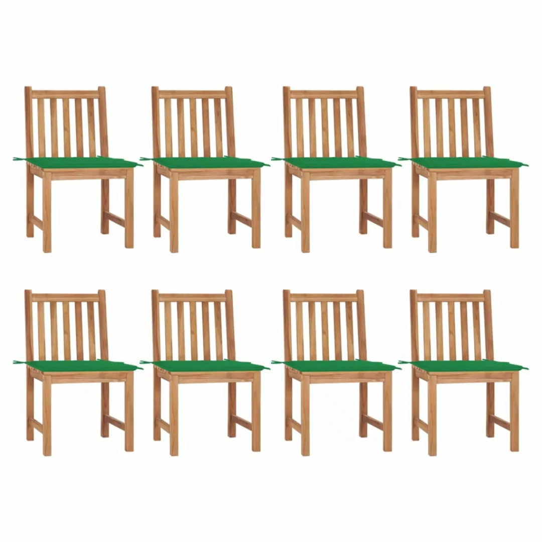 Gartenstühle 8 Stk. Mit Kissen Massivholz Teak günstig online kaufen