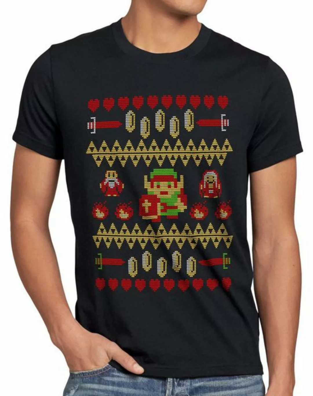 Print-Shirt Herren T-Shirt Link Ugly Christmas Sweater strick pulli weihnac günstig online kaufen