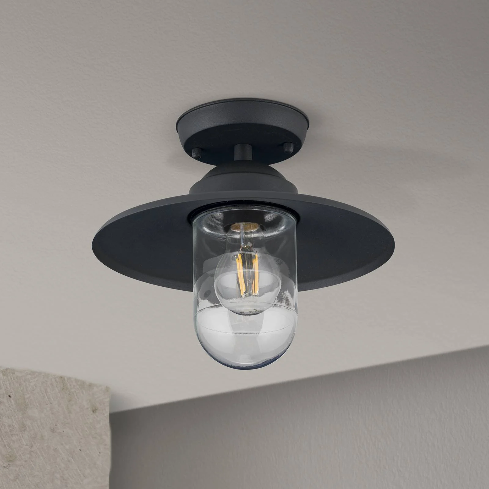 Außen-Deckenlampe Edward, anthrazit, Ø 27,5 cm, Aluminium günstig online kaufen