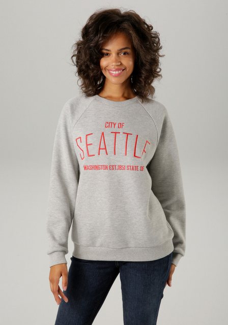 Aniston CASUAL Sweatshirt, mit gesticktem SEATTLE-Schriftzug günstig online kaufen