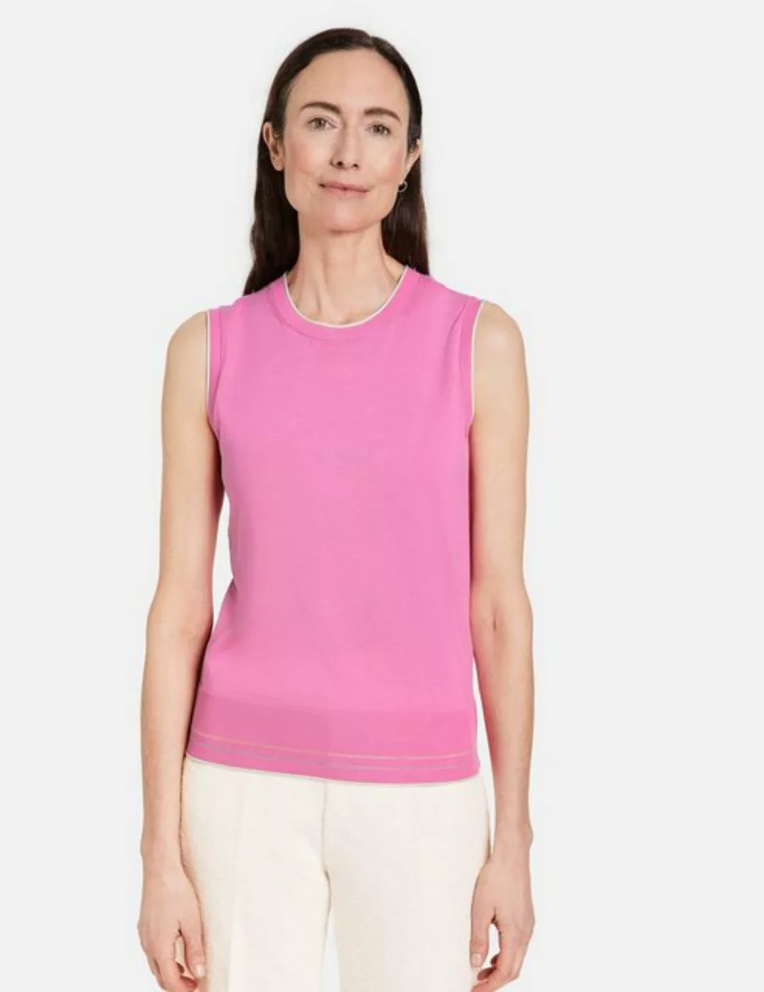 GERRY WEBER 3/4 Arm-Pullover Stricktop mit farblich abgesetzten Saumkanten günstig online kaufen