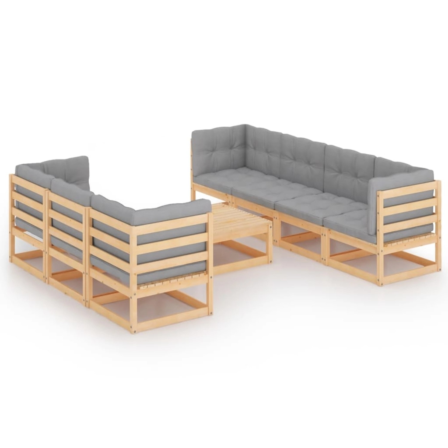 8-tlg. Garten-lounge-set Mit Kissen Massivholz Kiefer günstig online kaufen