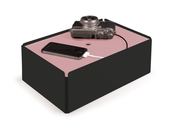 Kabelbox CHARGE-BOX schwarz Leder rose günstig online kaufen