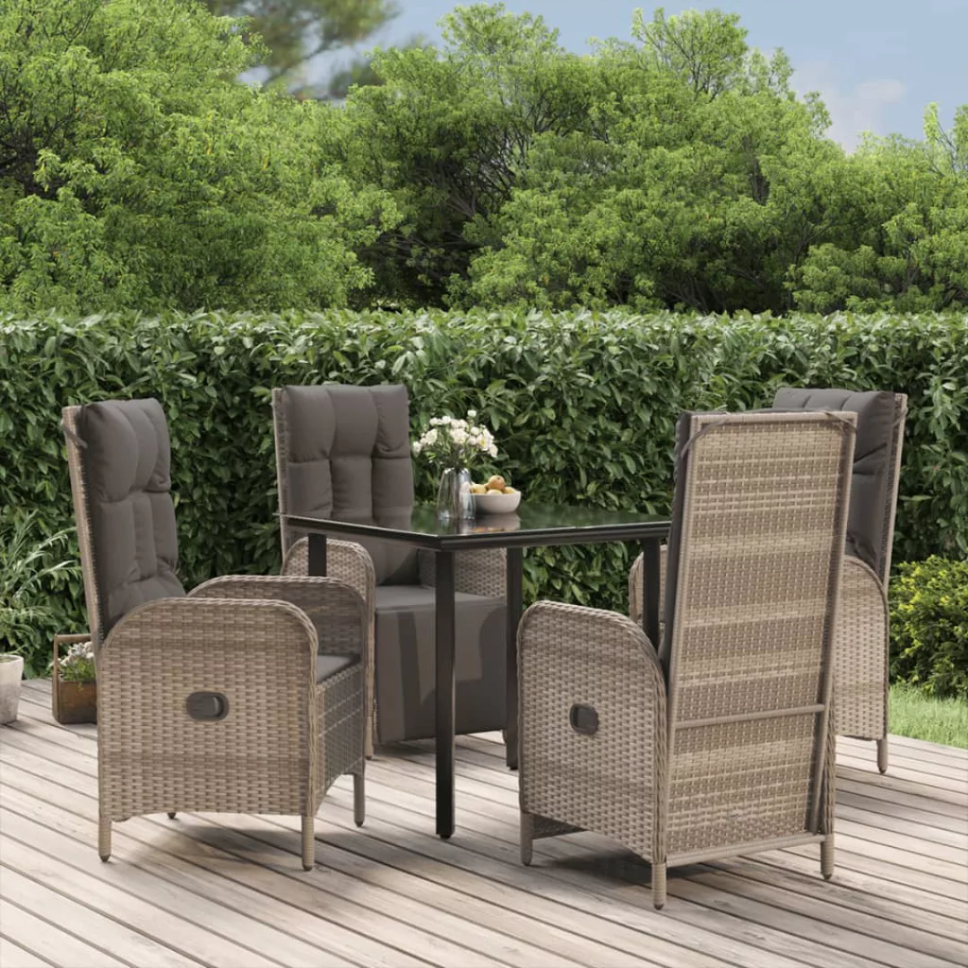 Vidaxl 5-tlg. Garten-lounge-set Mit Kissen Schwarz Grau Poly Rattan günstig online kaufen