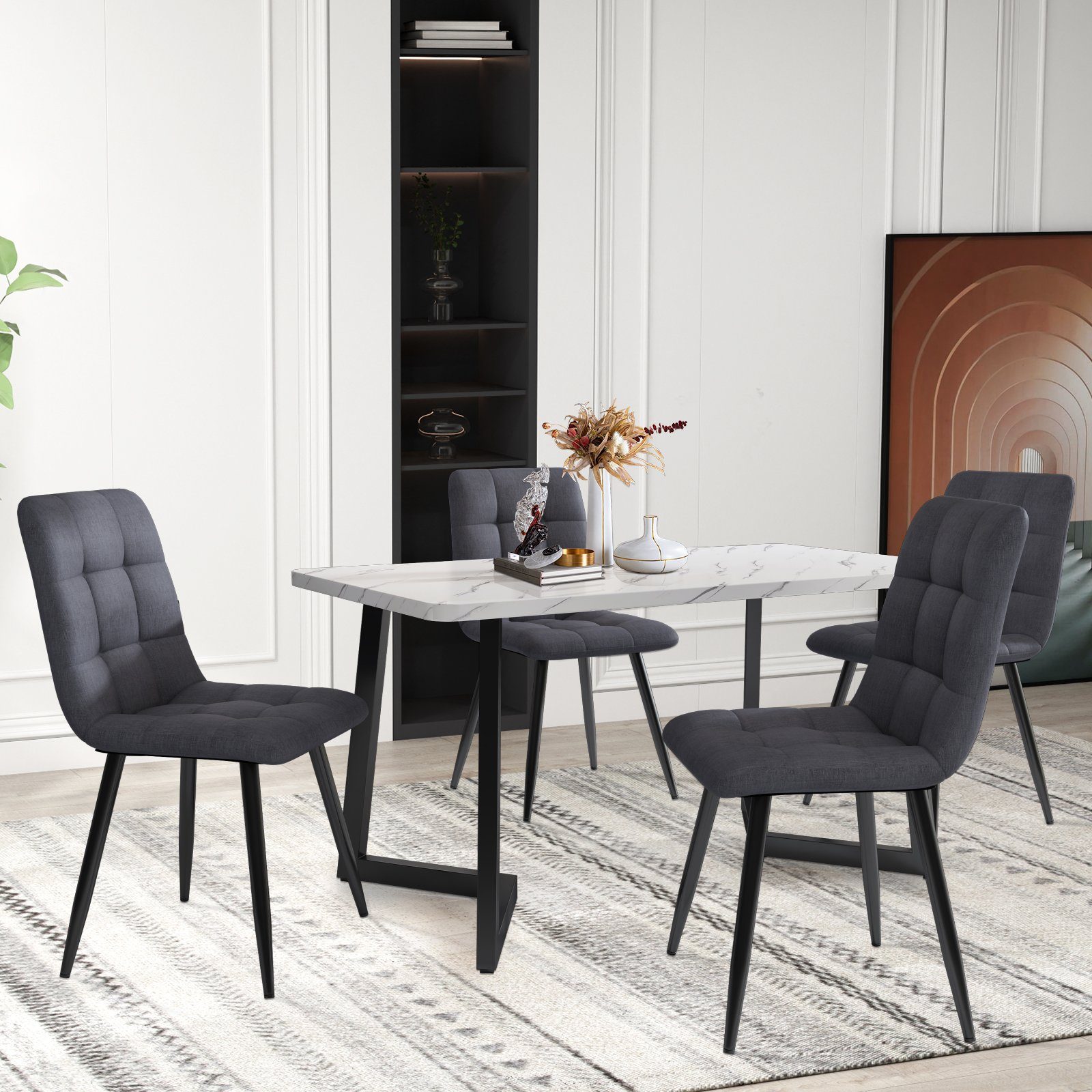 SEEZSSA Küchenstuhl Esszimmerstuhl Stoff, (4er Set), günstig online kaufen