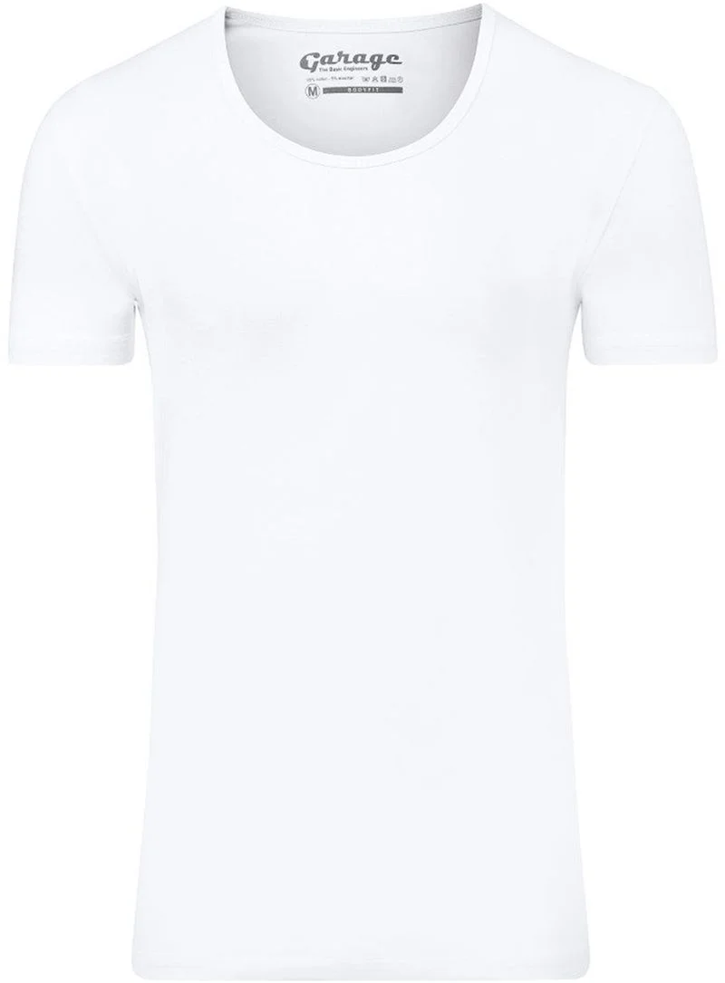 Garage Stretch Basic T-Shirt Weiss Tiefer Rundhals - Größe S günstig online kaufen