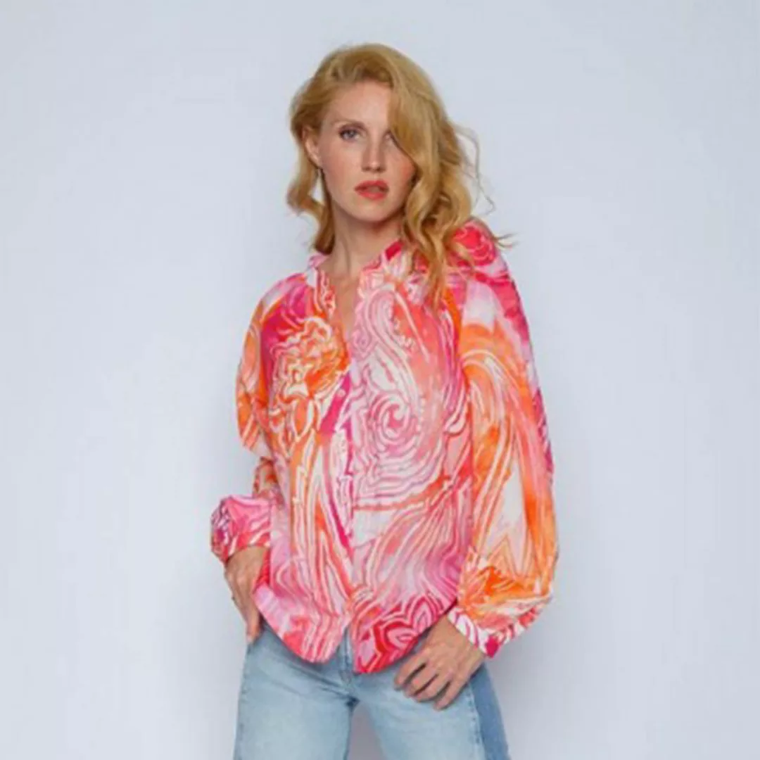 Emily Van Den Bergh Langarmbluse orange red batik günstig online kaufen