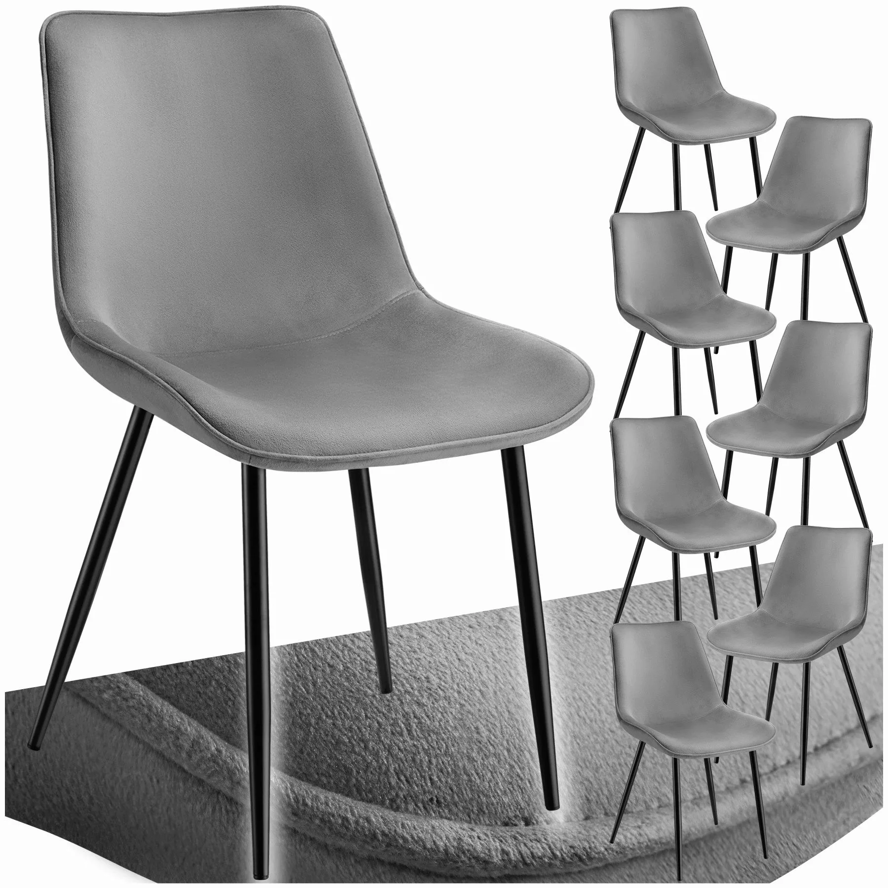 tectake Esszimmerstuhl Set Stuhl Monroe Samtoptik günstig online kaufen