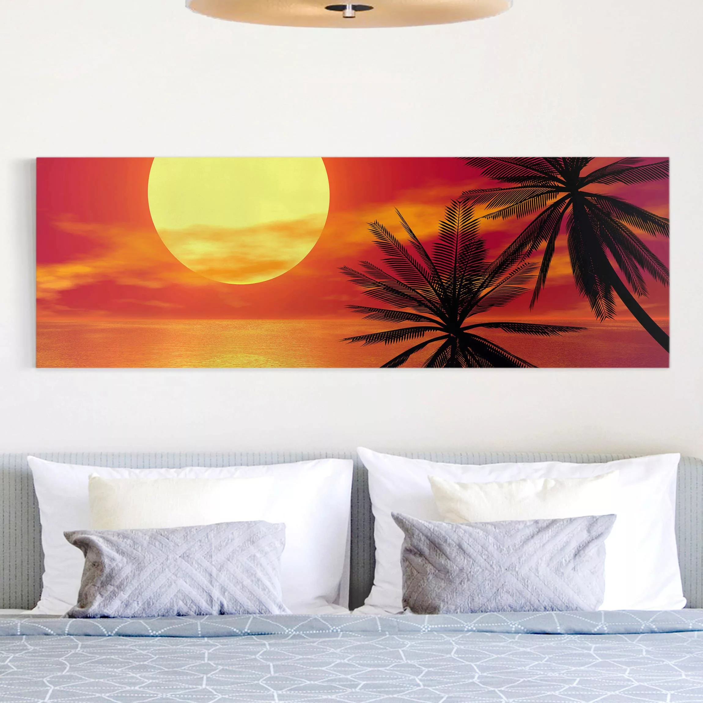 Leinwandbild Strand - Panorama Karibischer Sonnenuntergang günstig online kaufen