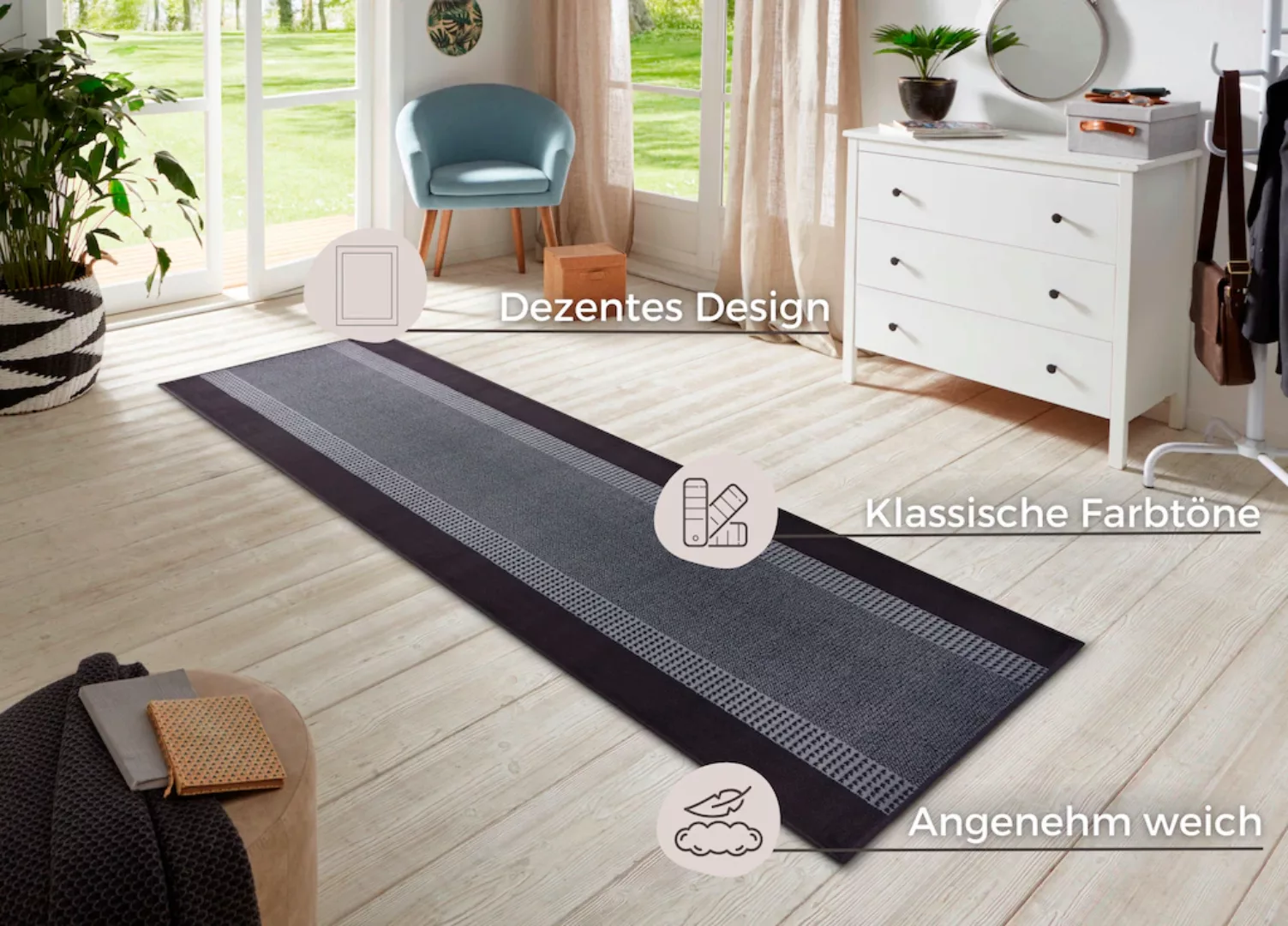 HANSE Home Teppich »Band«, rechteckig, 9 mm Höhe, Kurzflor, weich, Läufer G günstig online kaufen