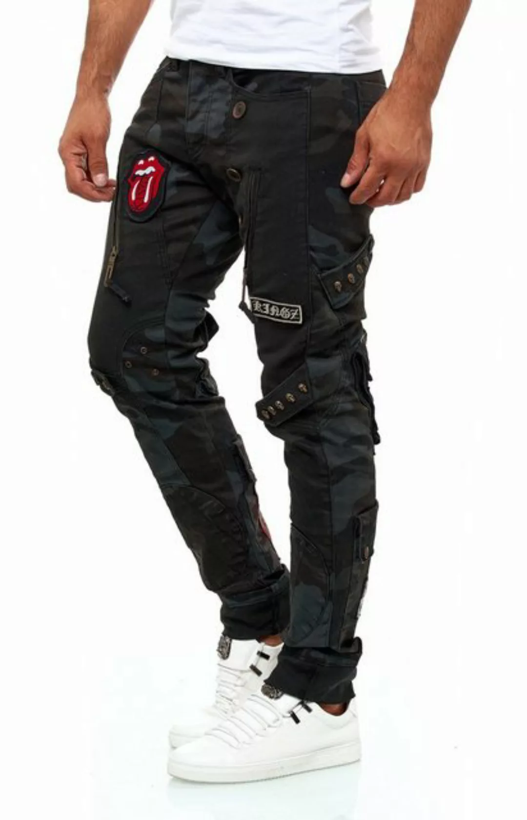 KINGZ Bequeme Jeans im stylischen Military-Look günstig online kaufen