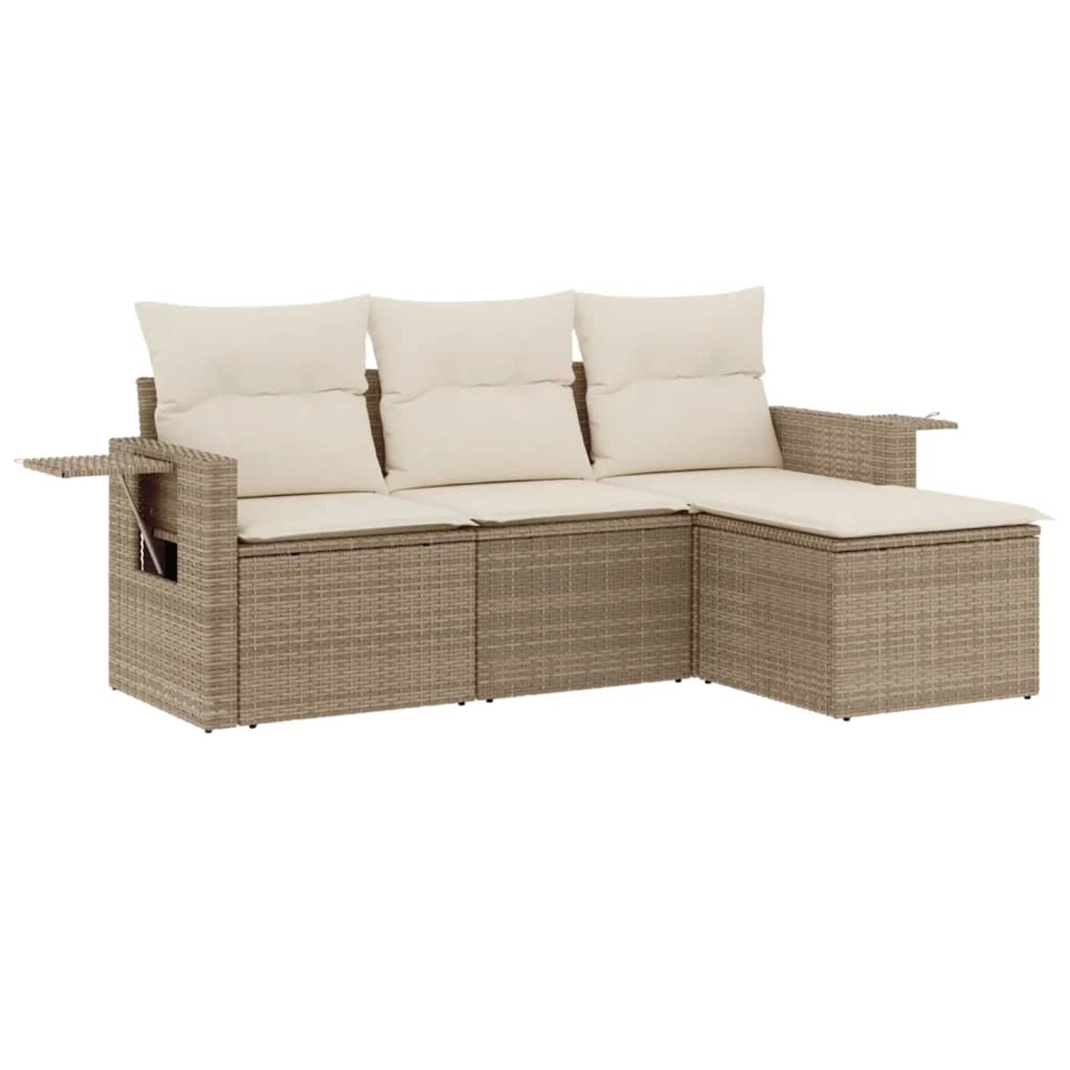 vidaXL 4-Tlg Garten-Sofagarnitur mit Kissen Beige Poly Rattan 3252405 günstig online kaufen