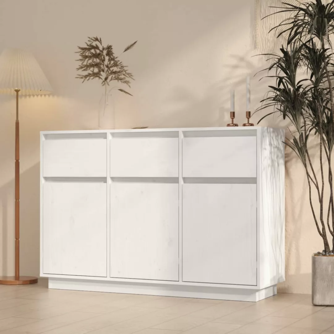 Vidaxl Sideboard Weiß 110x34x75 Cm Massivholz Kiefer günstig online kaufen