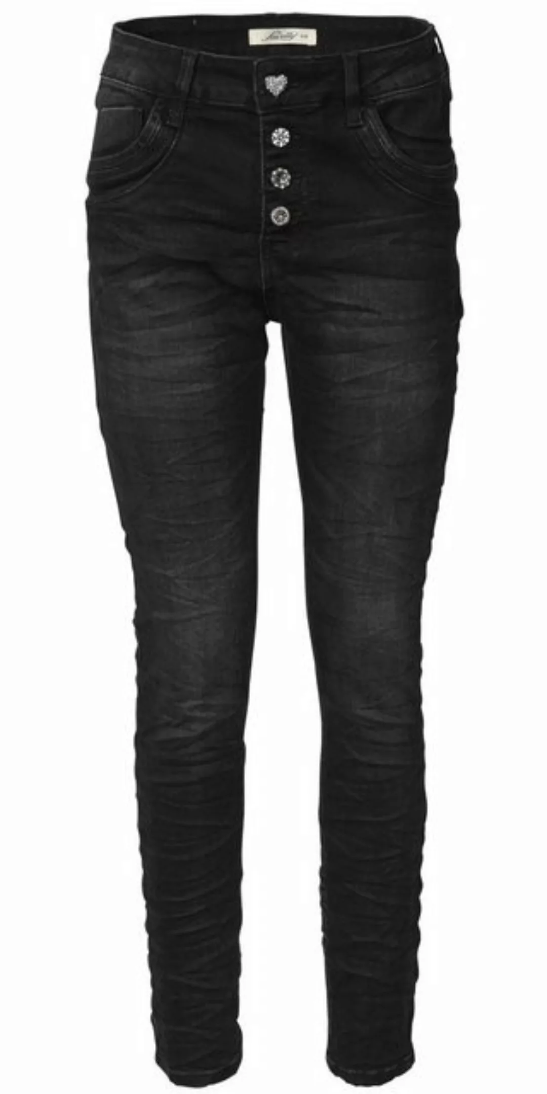 Jewelly Regular-fit-Jeans Jeans, Schwarze Stretch Jeans Five-Pocket im günstig online kaufen