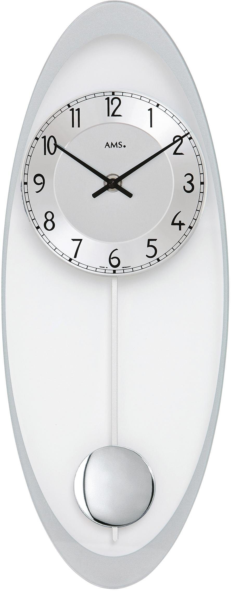 AMS Pendelwanduhr »W7416«, Quarzuhr,Glasgehäuse,Esszimmer,Wohnzimmer,Made i günstig online kaufen