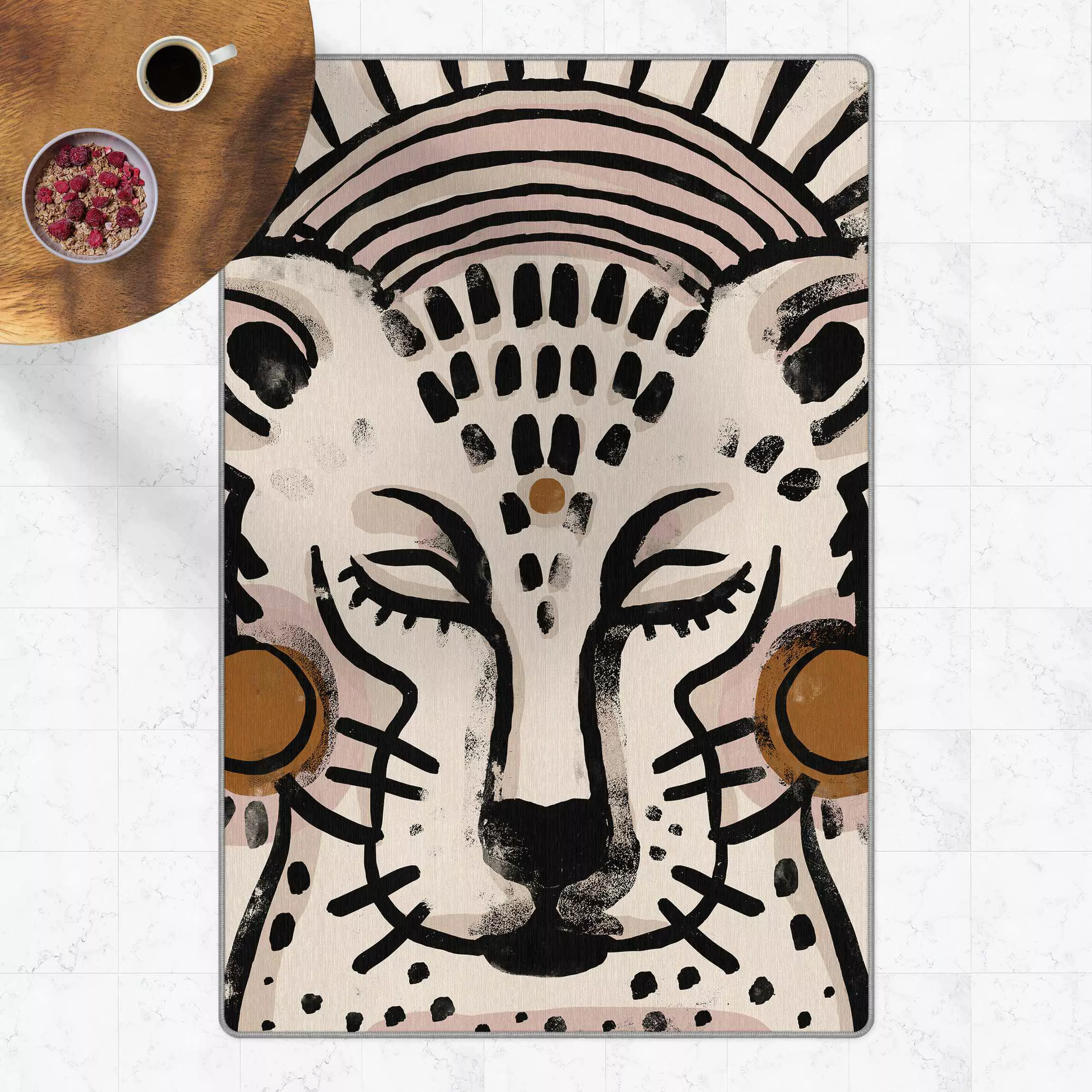 Teppich Gepard mit Perlenohrringen Illustration günstig online kaufen