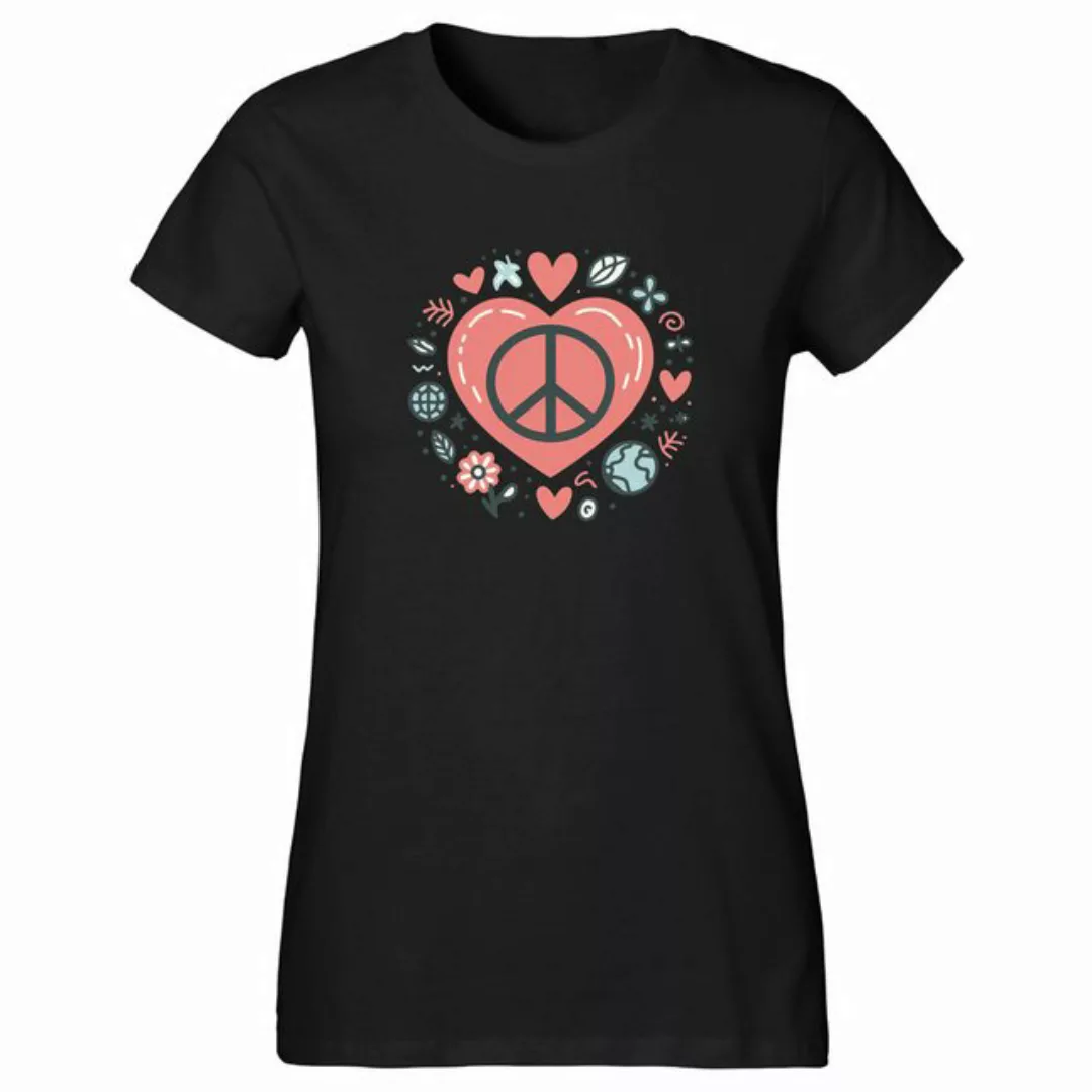 Banco T-Shirt Damen Herz Frieden Liebe Sommershirt Kurzarm Größen XS - 6XL, günstig online kaufen