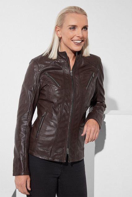 Jilani Lederjacke Nadora Jilani - Damen Lederjacke Lammnappa chocobraun günstig online kaufen