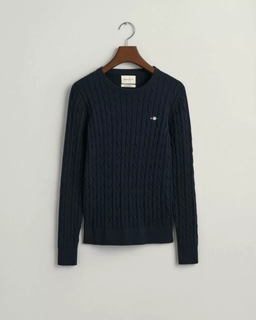 Gant Strickpullover STRETCH COTTON CABLE C-NECK mit Logostickerei auf der B günstig online kaufen