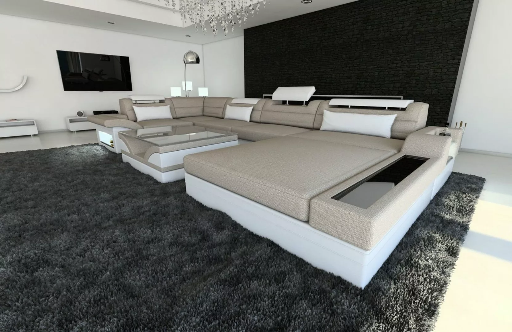 Sofa Dreams Wohnlandschaft Stoff Couch Polster Sofa Mezzo U Form Stoffsofa, günstig online kaufen