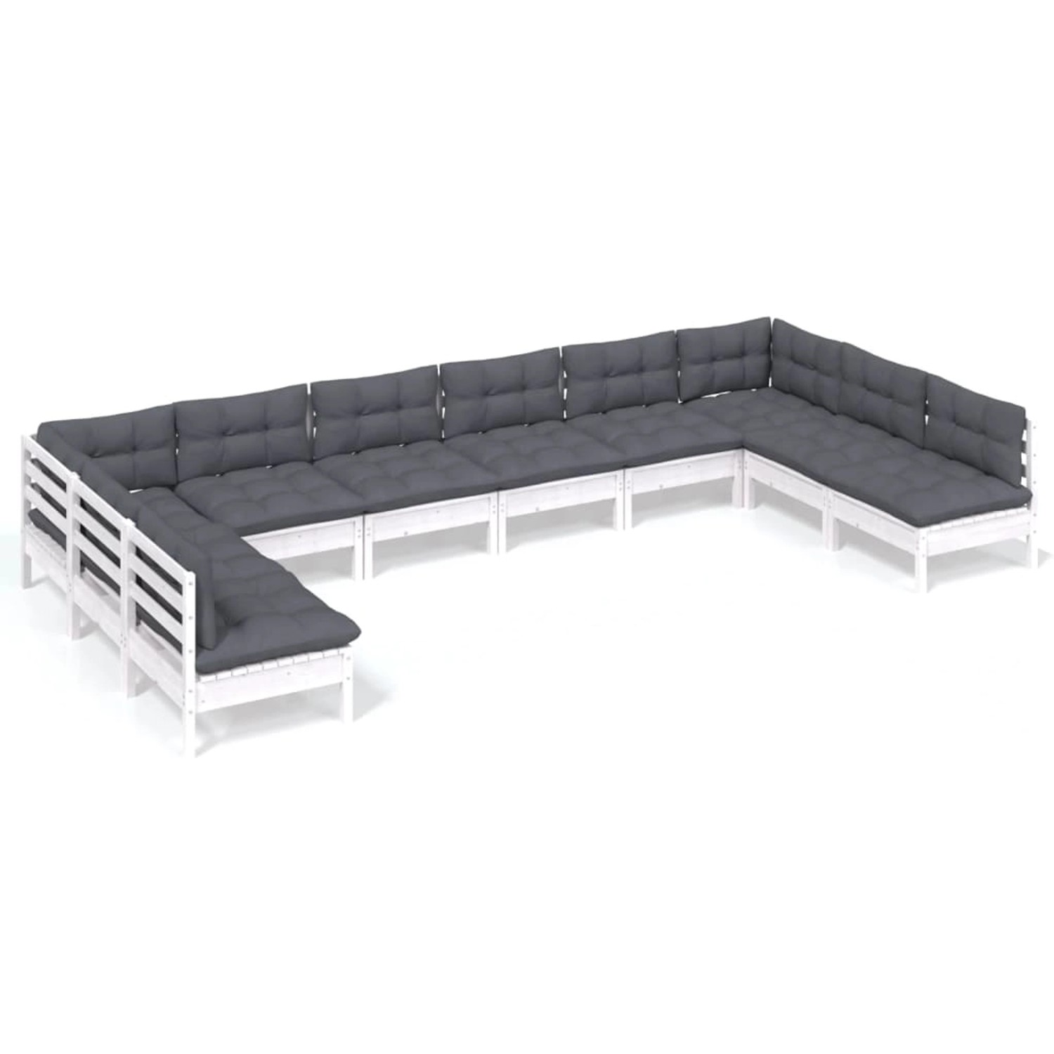 vidaXL 10-Tlg Garten-Lounge-Set mit Kissen Weiß Kiefer Massivholz 3097188 günstig online kaufen