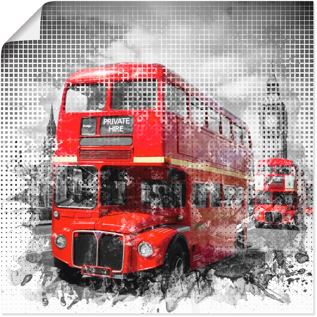 Artland Wandbild »London Westminster Rote Busse«, Auto, (1 St.), als Poster günstig online kaufen