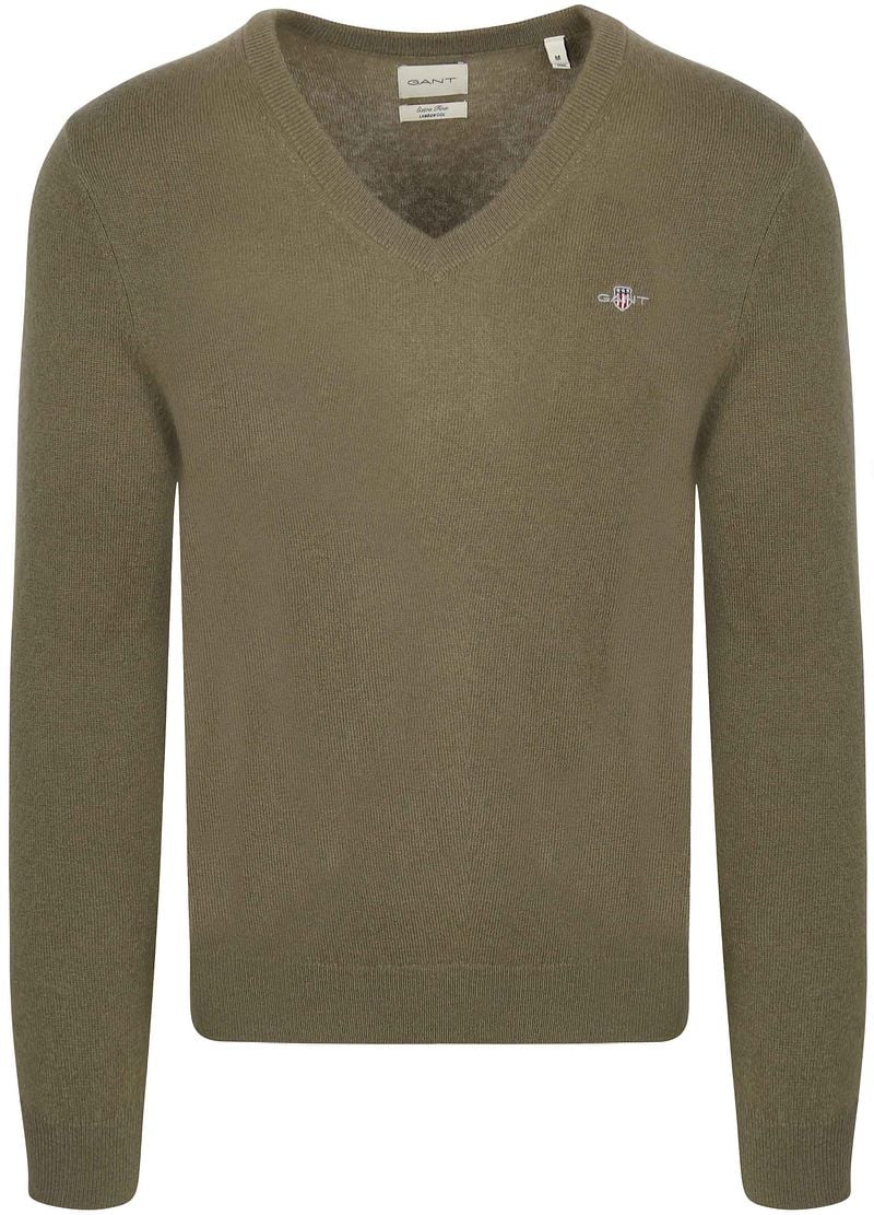 Gant V-Ausschnitt-Pullover "EXTRAFINE LAMBSWOOL V-NECK", mit Logostickerei günstig online kaufen