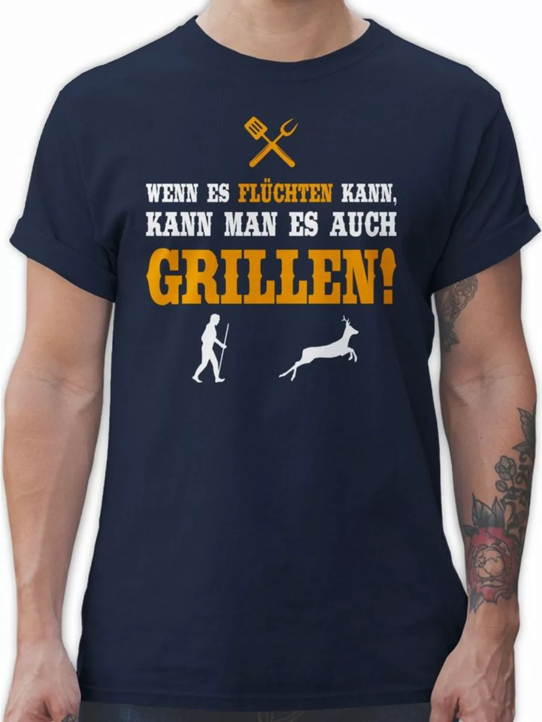 Shirtracer T-Shirt Wenn es flüchten kann Grillzubehör & Grillen Geschenk günstig online kaufen