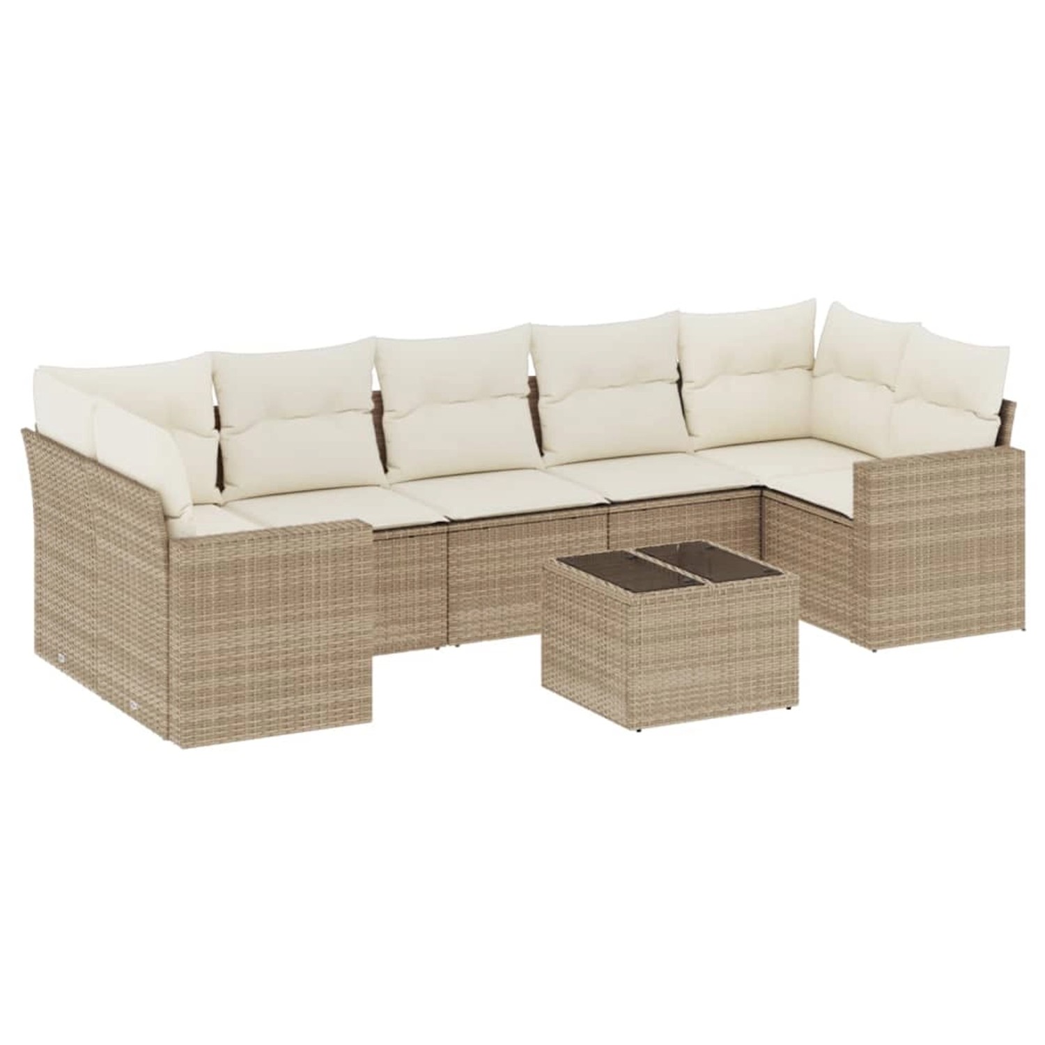 vidaXL 8-Tlg Garten-Sofagarnitur mit Kissen Beige Poly Rattan 3218728 günstig online kaufen