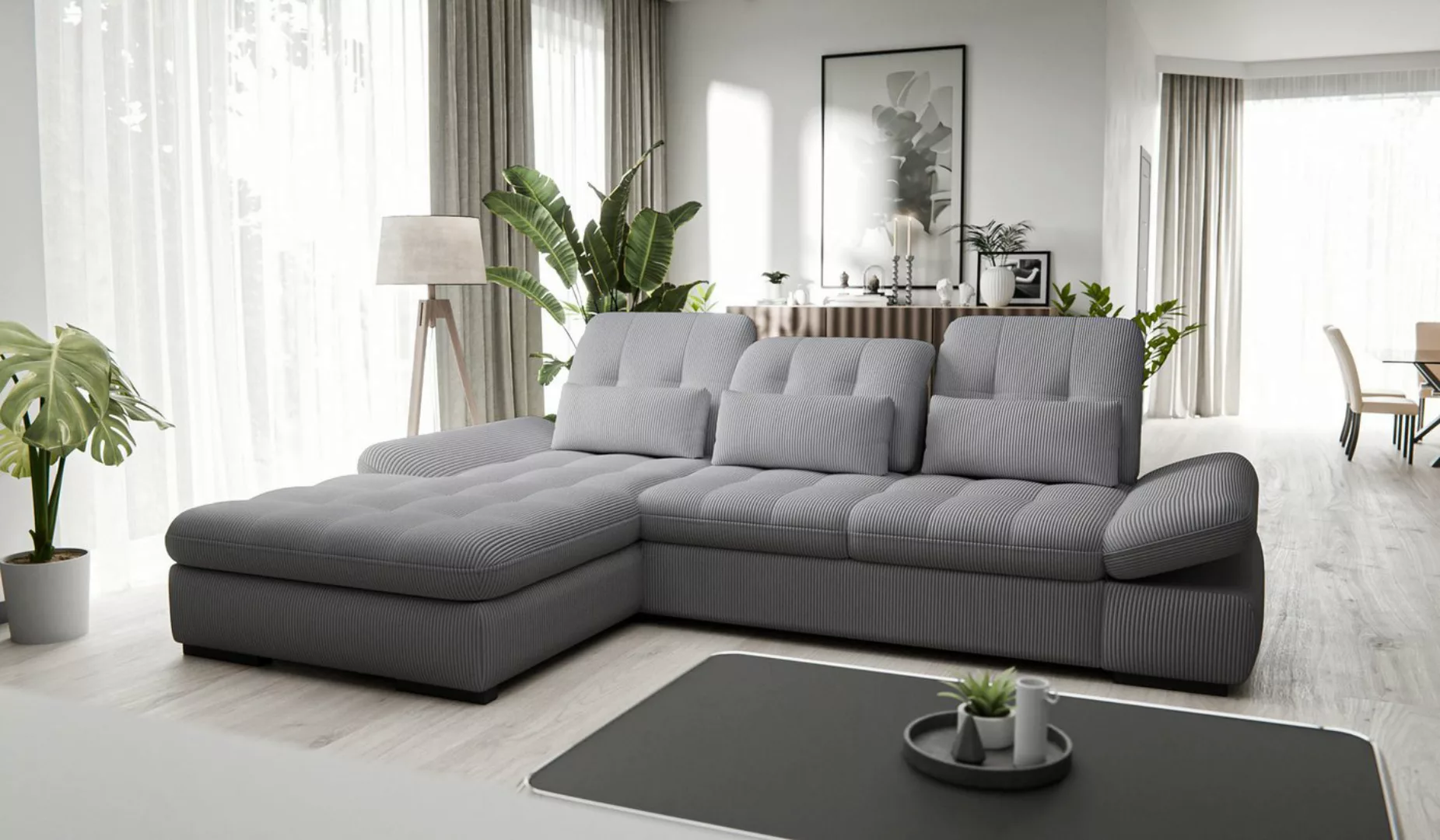 Hygger Möbelhaus Ecksofa Oregon L-Form 300x200 cm. mit Schlaffunktion und B günstig online kaufen