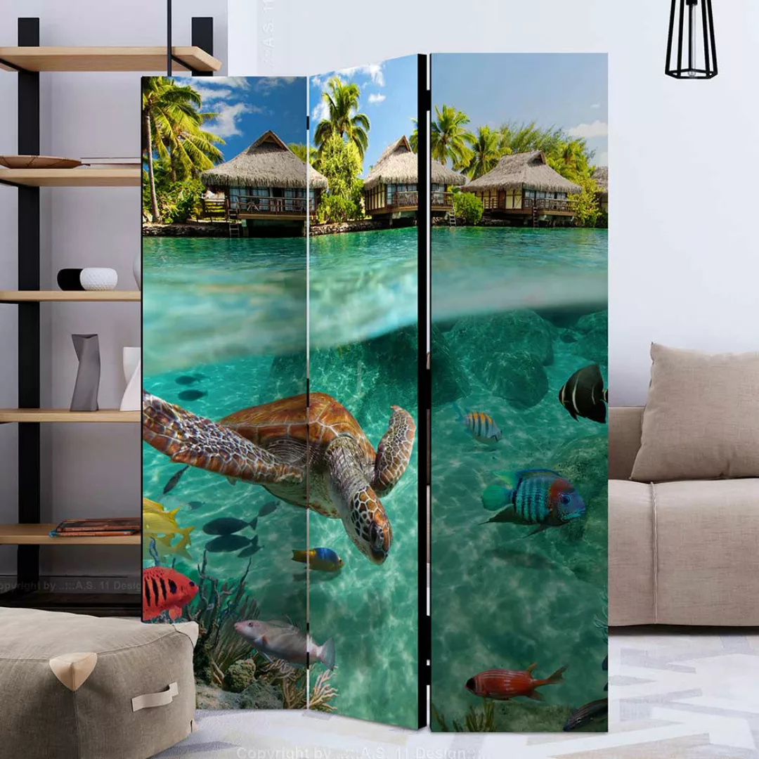 Paravent Südsee Motiv Unterwasserwelt Print Leinwand günstig online kaufen