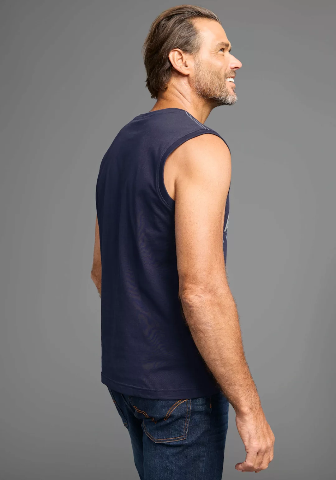 Mans World Muscleshirt, ohne Ärmel, bedruckt, Rundhalsausschnitt, aus Baumw günstig online kaufen