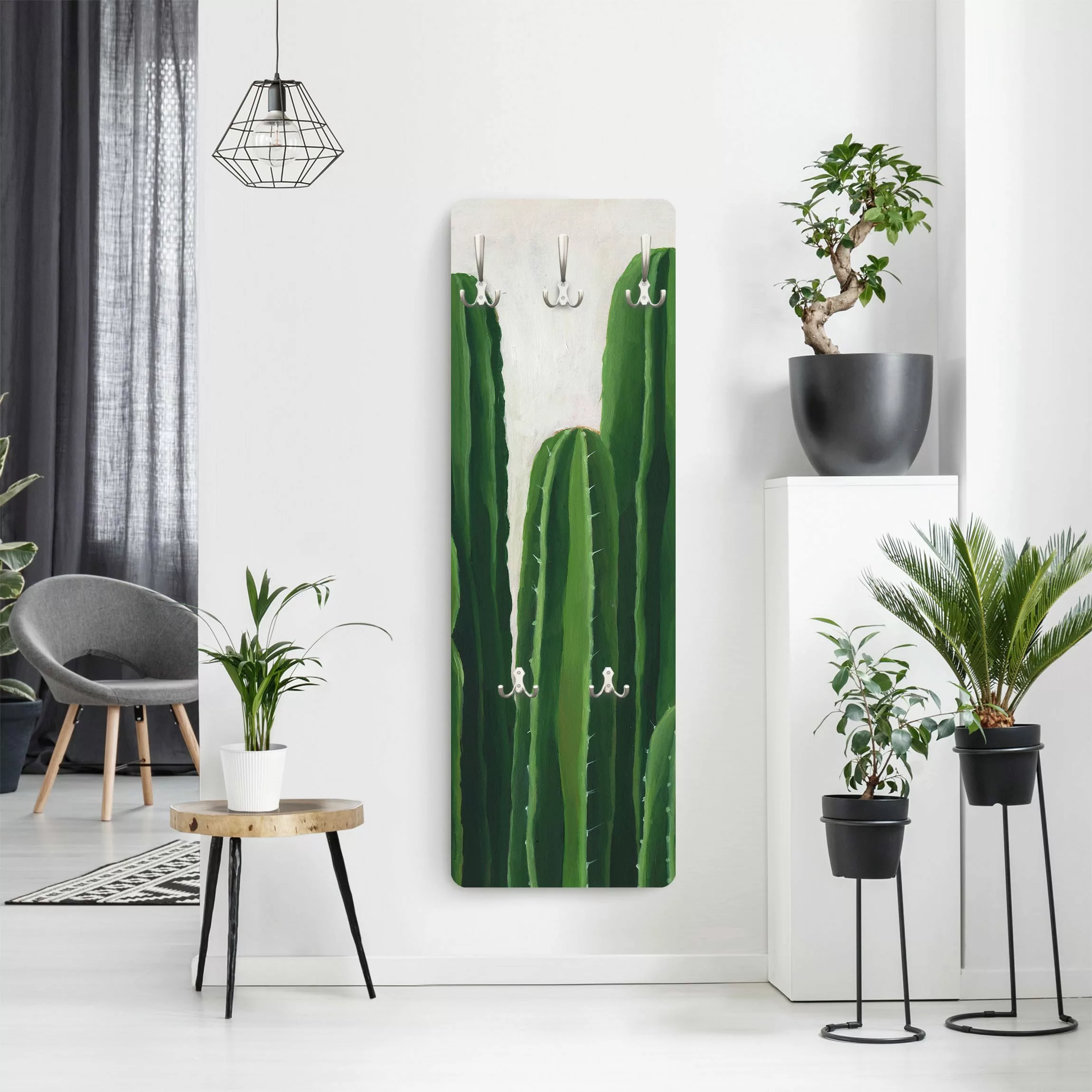 Wandgarderobe Holzpaneel Blumen Lieblingspflanzen - Kaktus günstig online kaufen