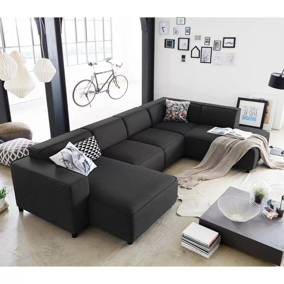 Couchlandschaft in U Form in Anthrazit 324 cm breit - 195 cm tief günstig online kaufen
