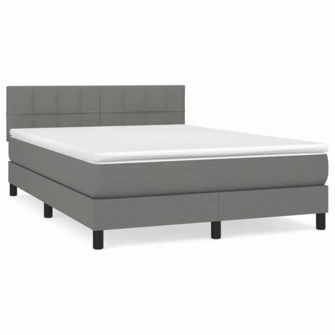 furnicato Bett Boxspringbett mit Matratze Dunkelgrau 140x190 cm Stoff günstig online kaufen