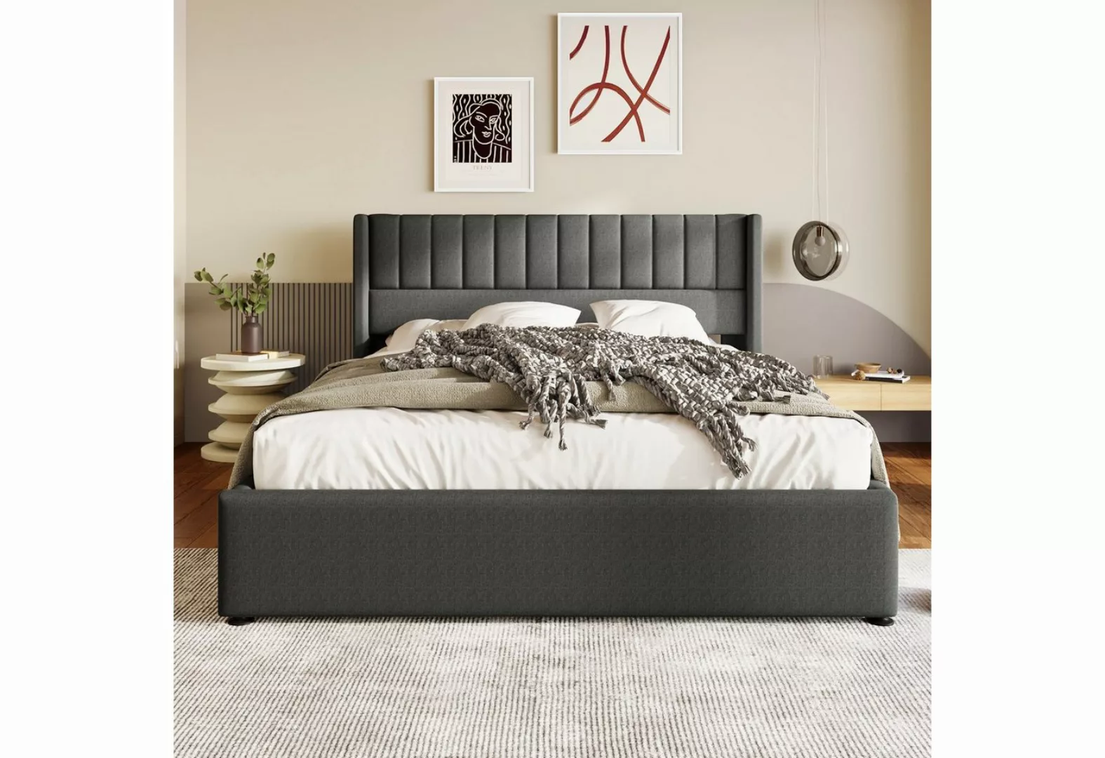 Fangqi Polsterbett 180 x 200 cm großes Doppelbett, gepolstert mit hydraulis günstig online kaufen