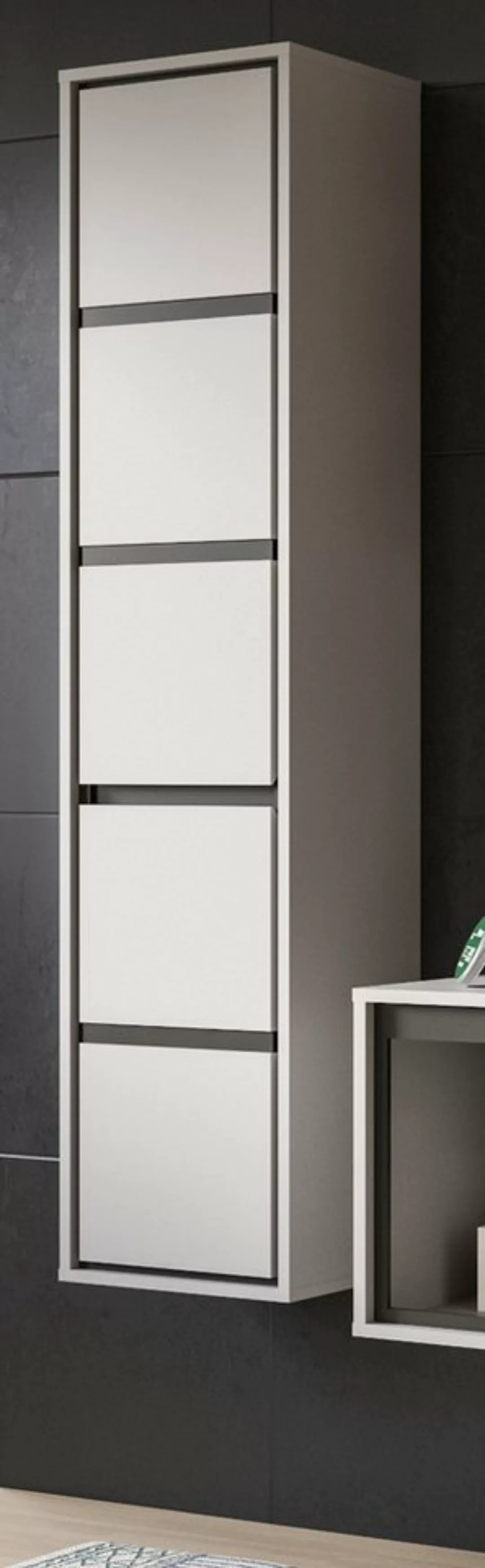 Inn.Furn Hochschrank Malik (Bad Hängeschrank in grau mit schwarz, 35 x 163 günstig online kaufen