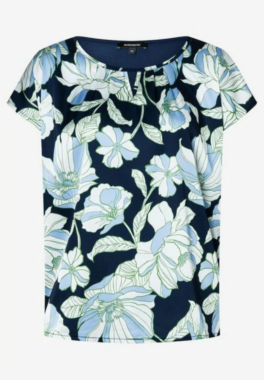 Blusenshirt mit Flowerprint, marine/grün/ecru, Sommer-Kollektion günstig online kaufen