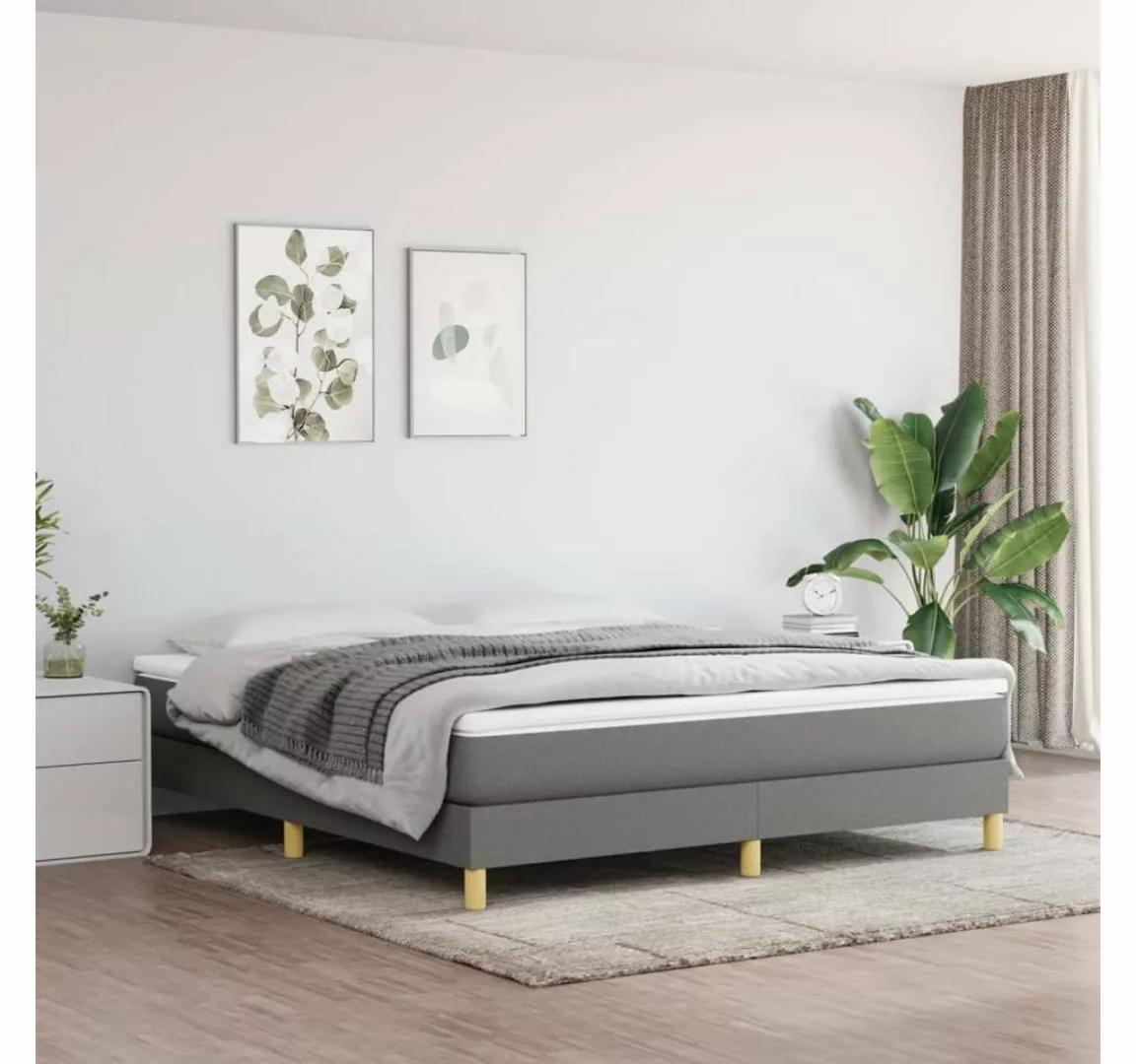 furnicato Bett Boxspringbett mit Matratze Dunkelgrau 160x200 cm Stoff günstig online kaufen