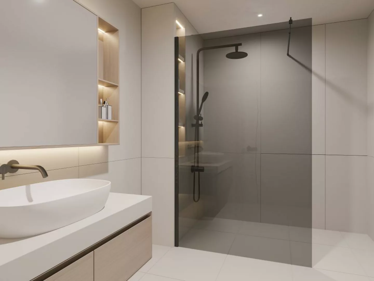 Duschtrennwand Seitenwand italienische Dusche - 140 x 200 cm - Grau - MALIK günstig online kaufen