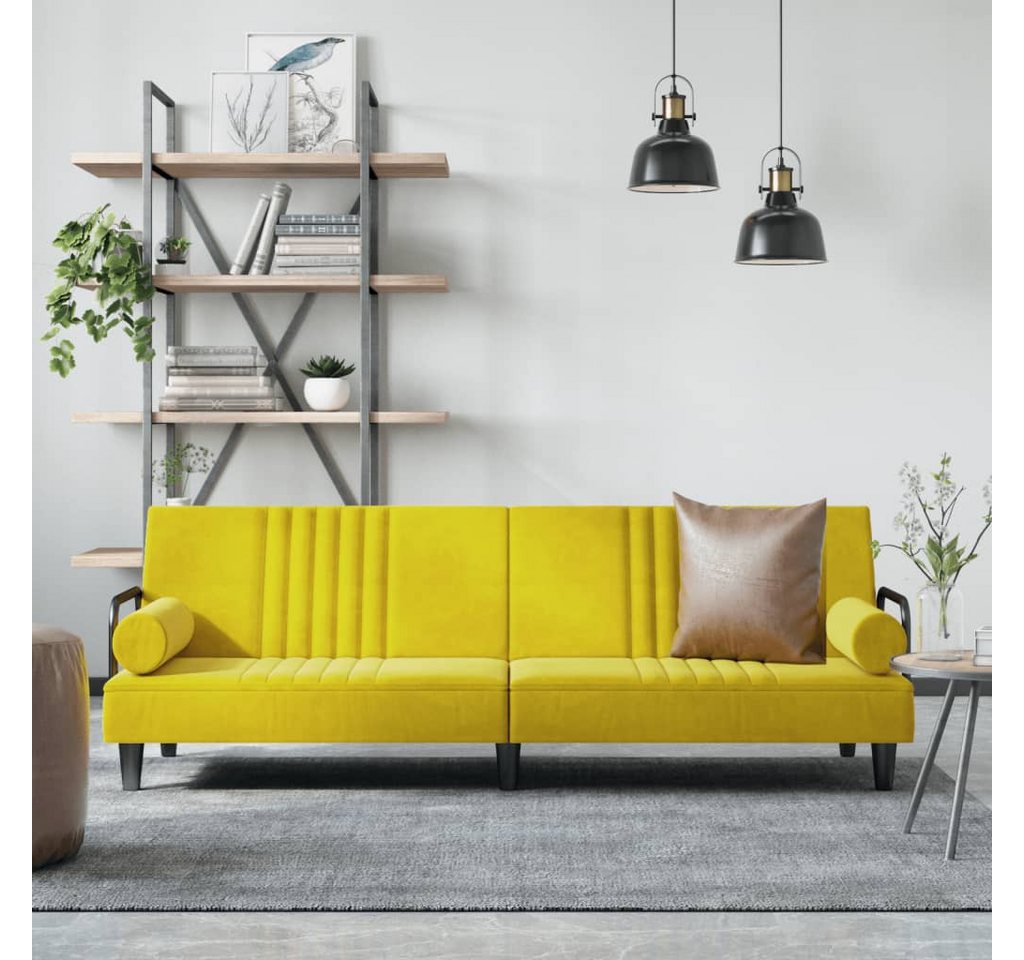 vidaXL Sofa Schlafsofa mit Armlehnen Gelb Samt Schlafcouch Couch Sofa günstig online kaufen