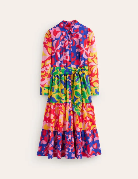 Flo Maxi-Hemdblusenkleid aus Baumwolle Damen Boden, Abstrakte Tulpe, Kuddel günstig online kaufen