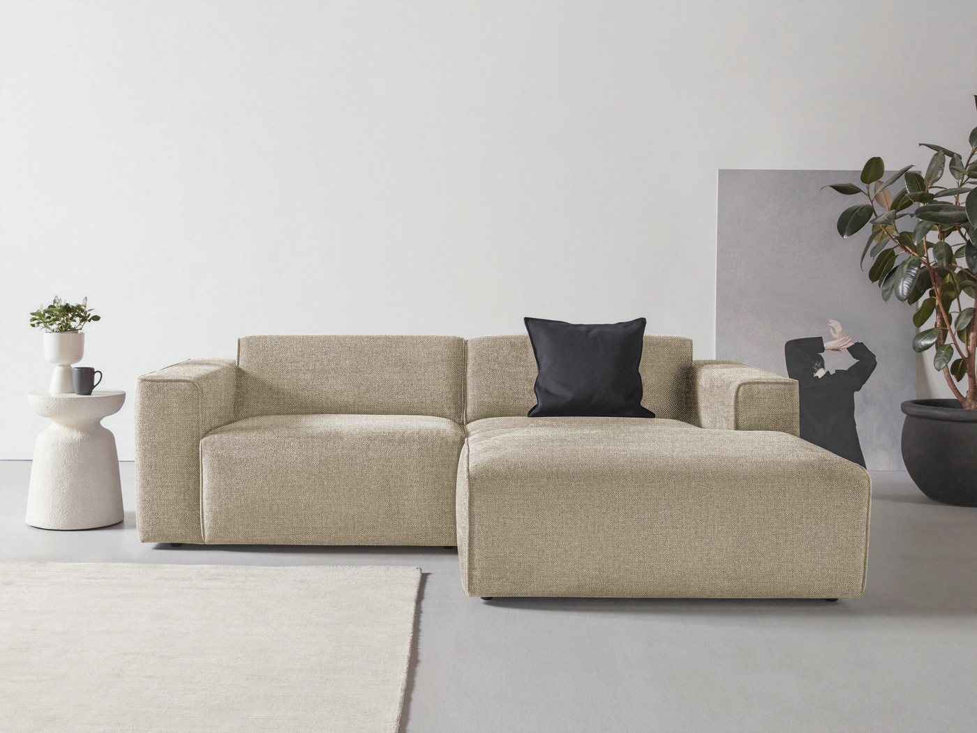 andas Ecksofa Noord, mit Kedernaht, Breite 234 cm, Cord, Struktur, Webstoff günstig online kaufen