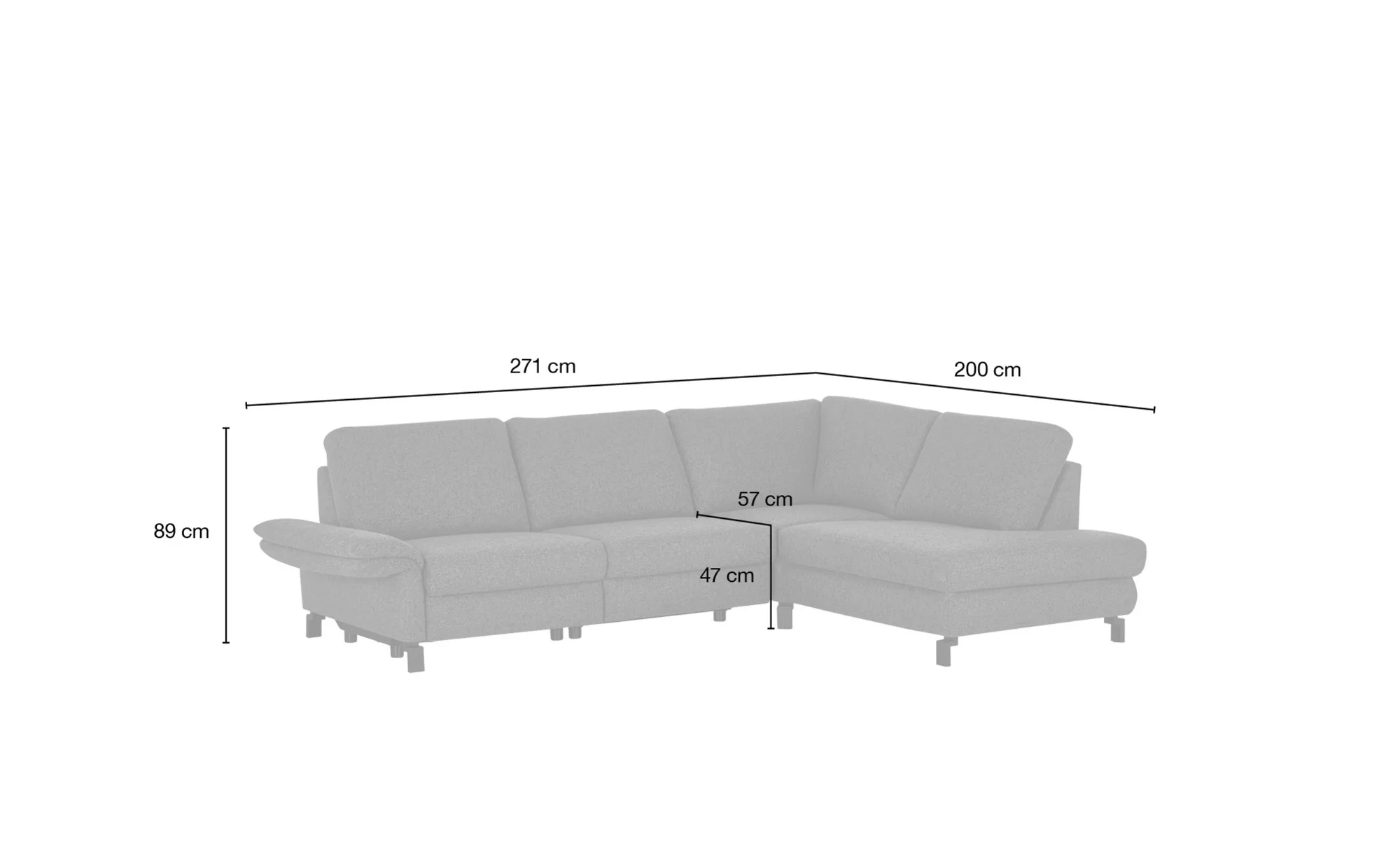 Max Schelling Ecksofa  Maximum Plus ¦ grün ¦ Maße (cm): B: 271 H: 89 T: 200 günstig online kaufen