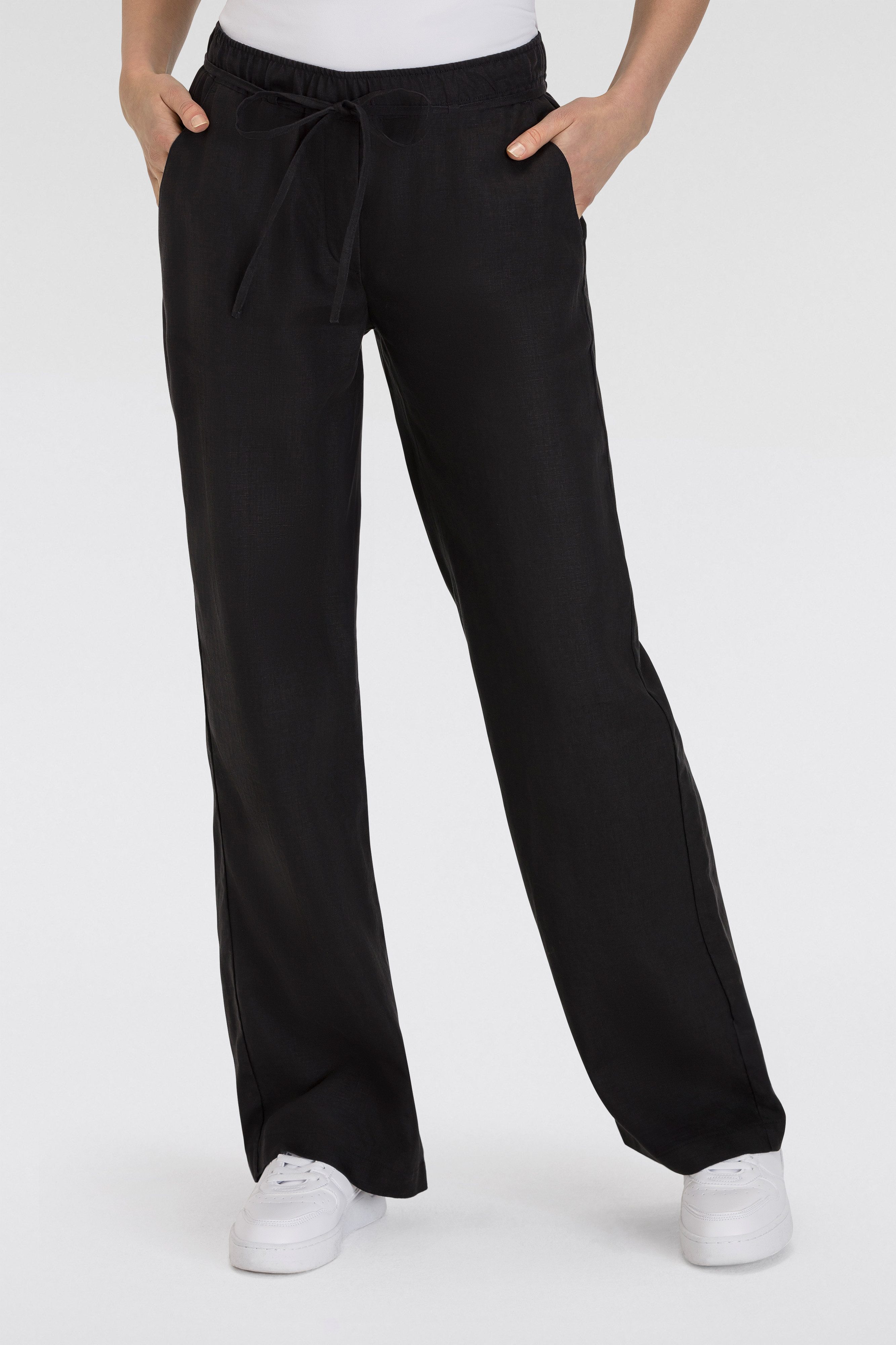 MAC Leinenhose "CHIARA BELT", Sommerhose Wide Fit, mit geradem, weitem Bein günstig online kaufen