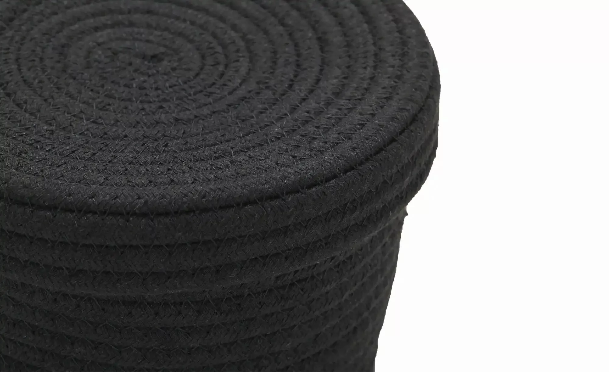 HOME STORY Aufbewahrungskorb mit Deckel  2er Set   ¦ schwarz ¦ Polyester,Ba günstig online kaufen