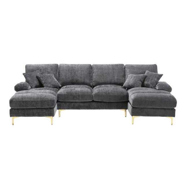 OKWISH Sofa Ecksofa, Modernes großes Chenille-Stoff-U-Form-Sofa günstig online kaufen