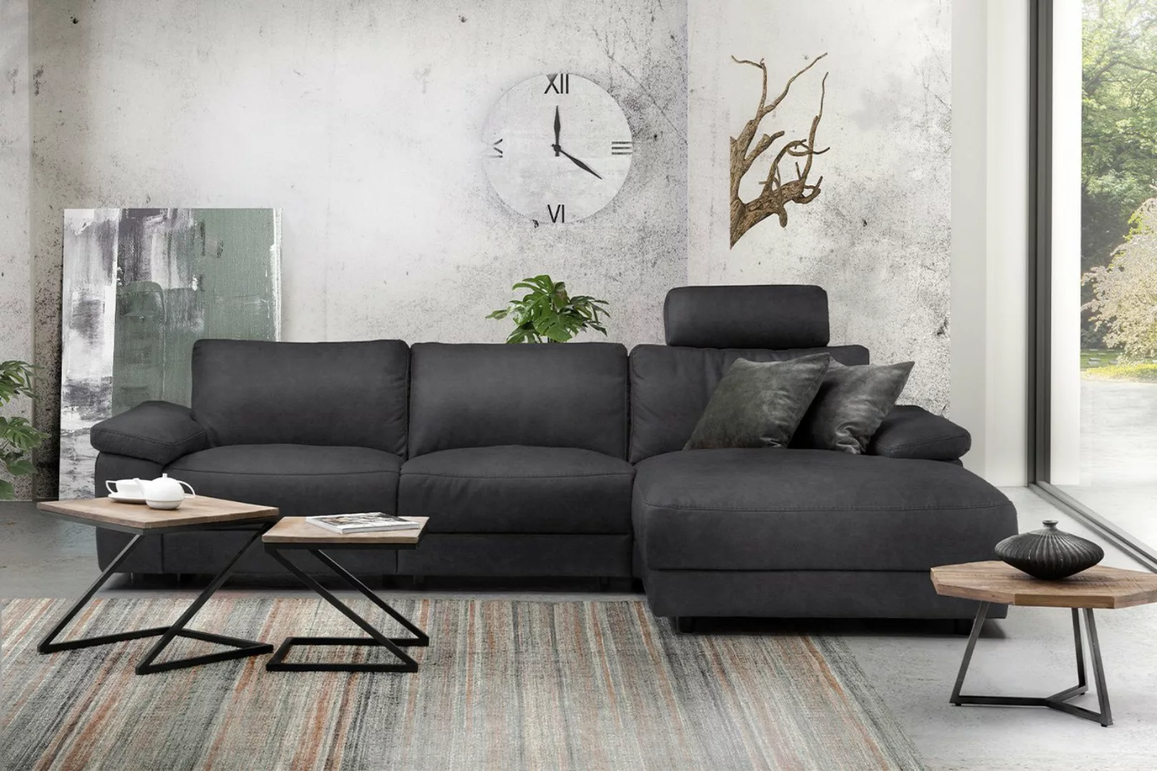 KAWOLA Ecksofa LOLA XL, Sofa Stoff od. Leder, Recamiere rechts od. links, v günstig online kaufen