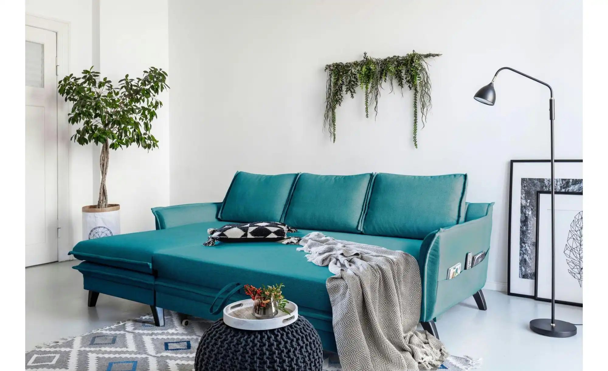 Miuform Ecksofa mit Schlaffunktion Charming Charlie ¦ türkis/petrol ¦ Maße günstig online kaufen